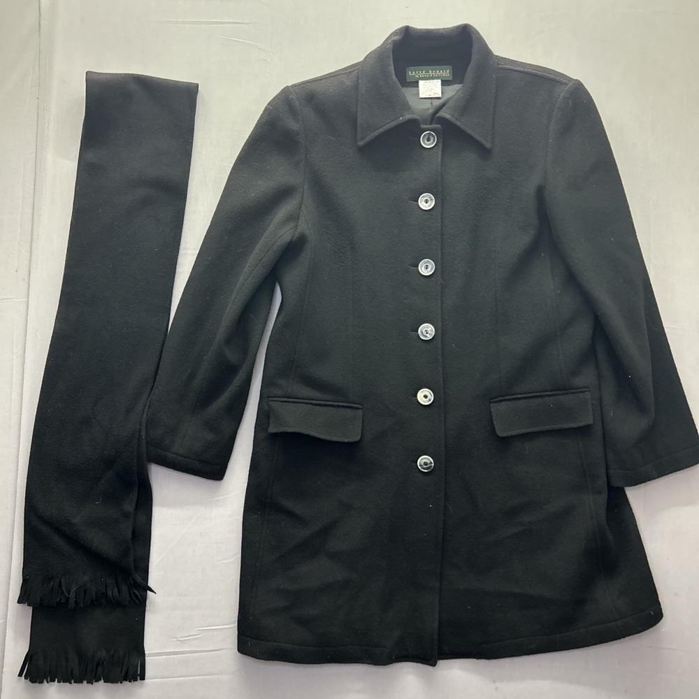 Vintage Harve Benard Wool Cashmere Blend Coat W Scarf Women’s Size 12 Black